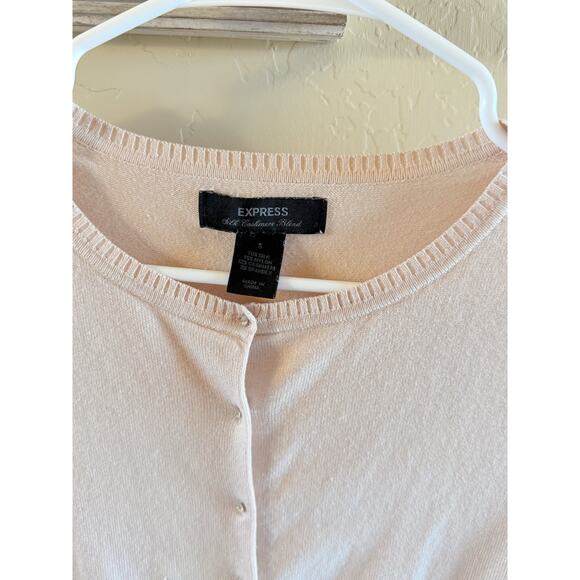 Vtg Dainty Express Silk Cashmere Sz Small Cardigan PinkSweater Rhinestone Button - Picture 8 of 11